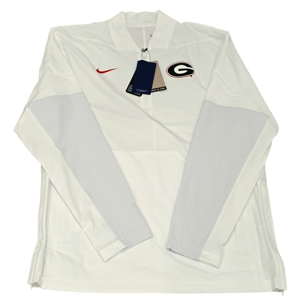 Nike Georgia Bulldogs UGA Sideline Pullover Jacket Mens M White IH9776-100